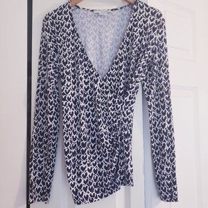 Boden Faux Wrap Ruched Jersey Long Sleeve Top